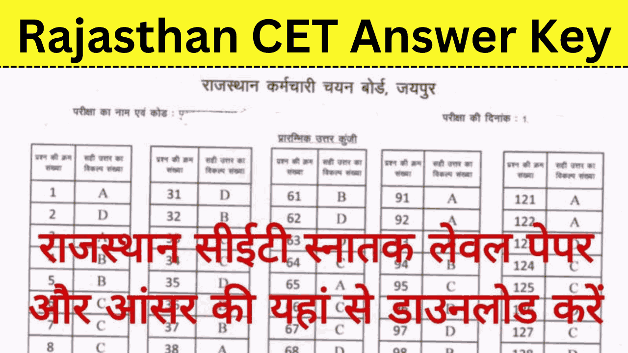 Rajasthan CET Answer Key 2024 shift 1