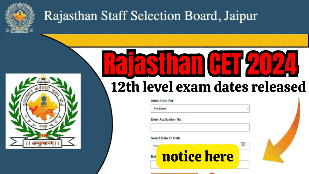 Rajasthan CET 2024 12th level exam dates